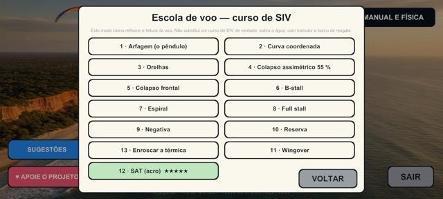 Tela da Escola, com os exercícios